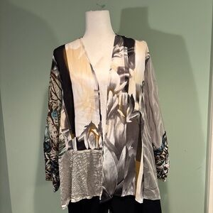 Chico’s Travelers semi sheer multicolored open kimono cover up size 3/XL/16